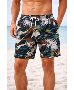 Short Floral Estampado Calção elastano P M G Gg Verão Preto branco